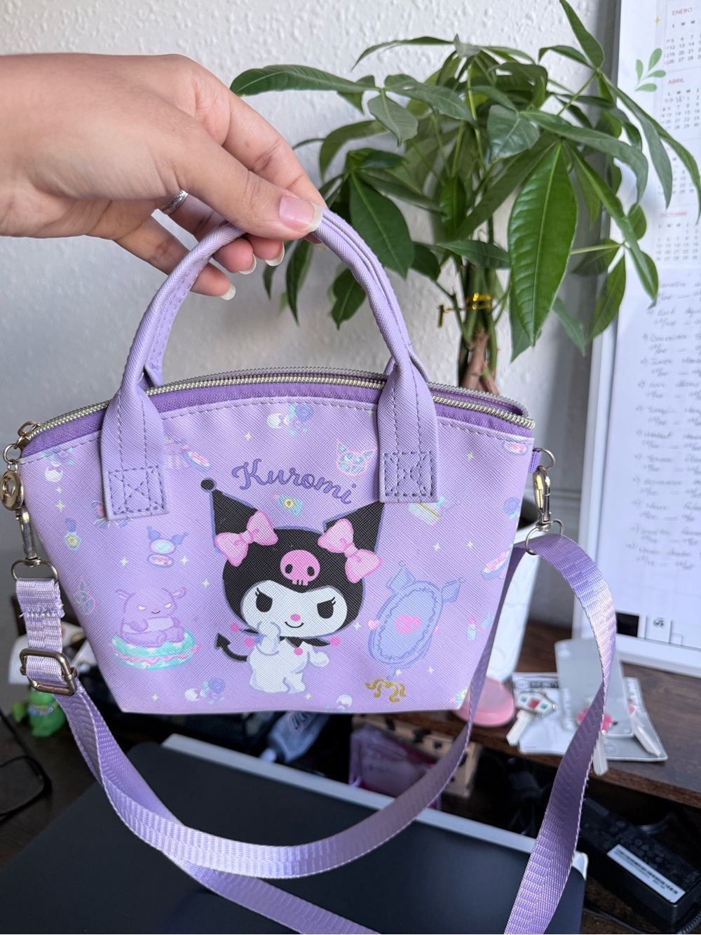 Sanrio Kuromi Mini Crossbody Handbag Purple Lilac Kawaii 9”